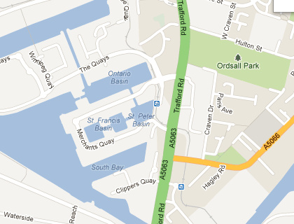 A Google maps screenshot of Trafford Road